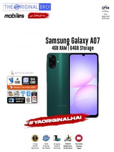 Samsung A07 - 4GB RAM - 64GB Storage - Green - Easy Monthly Installments - PTA Approved - 1 Year Brand Warranty - The Original Bro Mobiles - TOB73